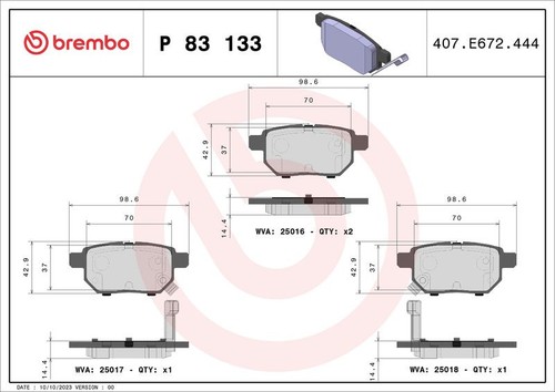 Brembo p83133 brake pad set - brembo,