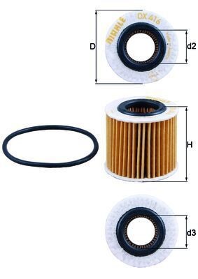 Oil filter mahle 416d1 - ox, for