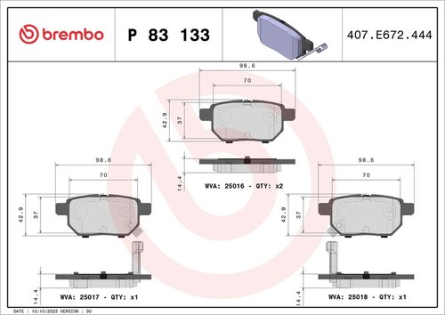 Brembo rear brake pad set - rear, fits